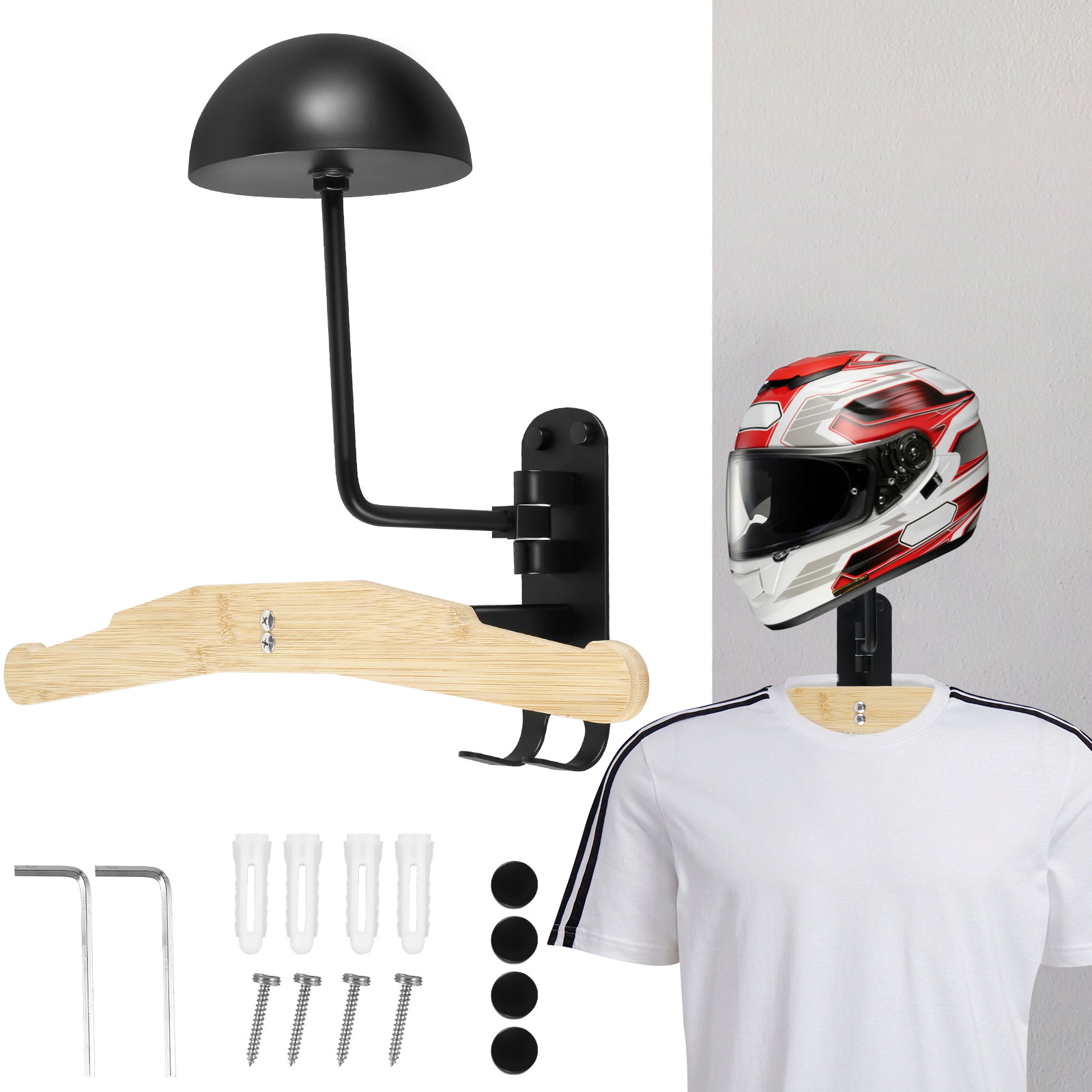 Cycling Gear Organizer Wall - Motosiklet kask raf 180 ° rotasyon