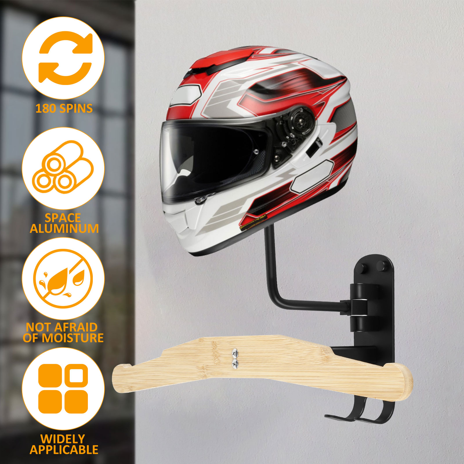 Motosiklet kask raf 180 ° rota - Cycling Gear Organizer Wall incelemesi ve fiyatı