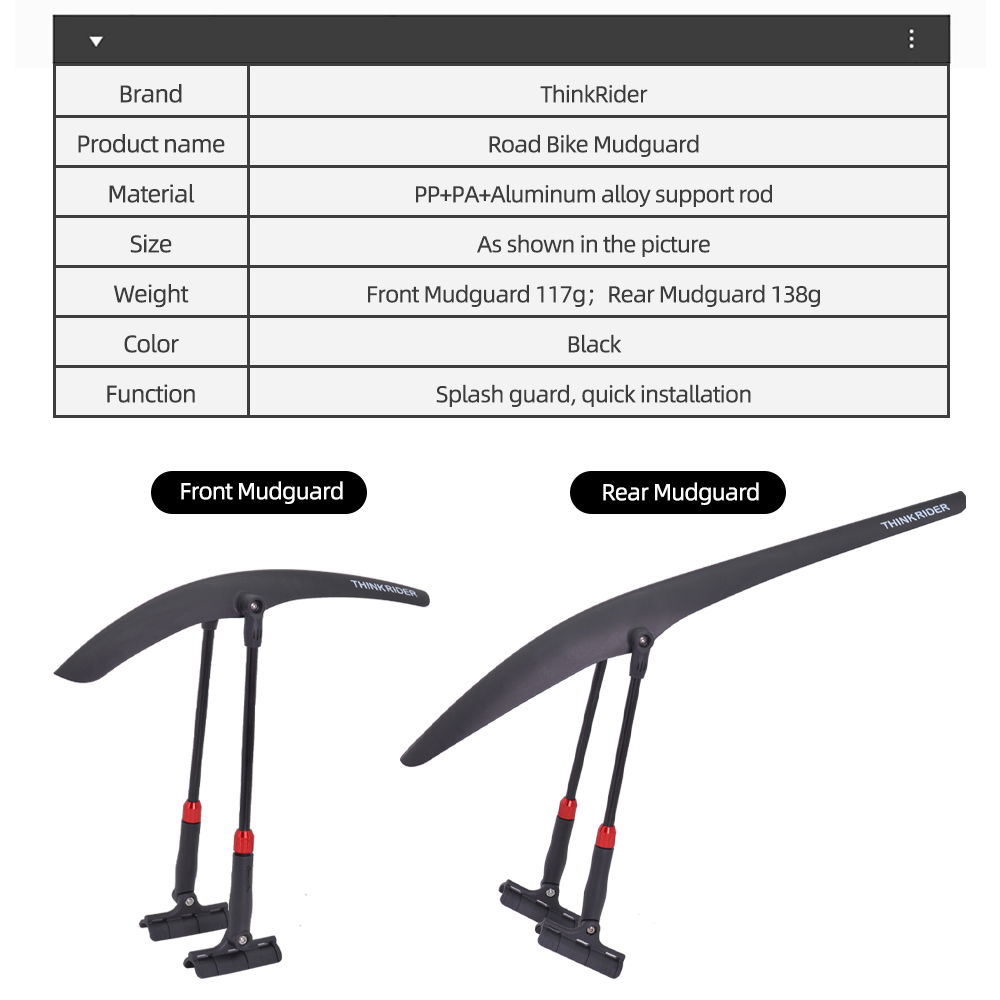 ThinkRider yol bisiklet çamurl - Bike Fender Set incelemesi ve fiyatı